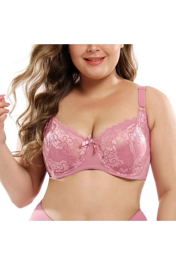 Women's Minimizer Bra Unlined Underwire Full Figure Lace Bra Plus Size Full Coverage Unpadded Bra