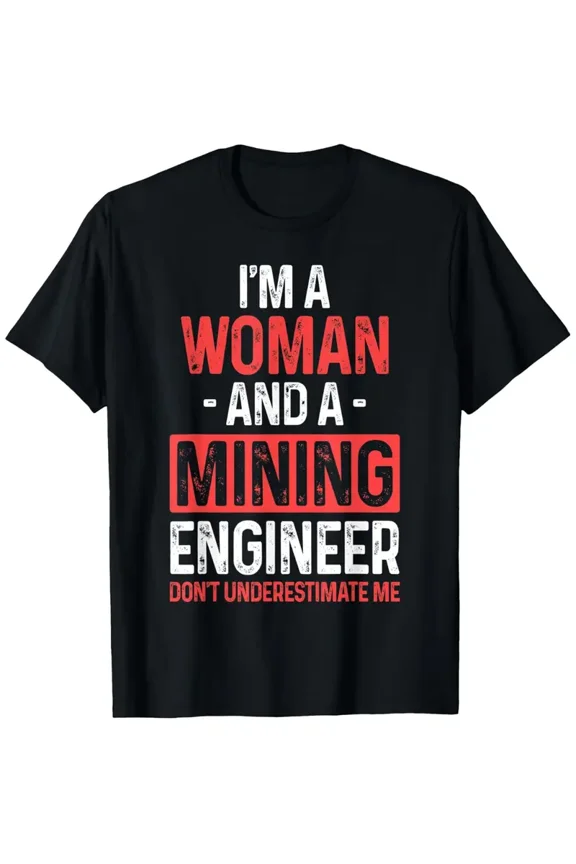 Women's Mining Engineer T-Shirt - Mining-Themed Gift for Engineers, Casual Short Sleeve Round Neck Tee with Mining Graphics (pickaxe, minerals), Machine Washable for,, Outdoor