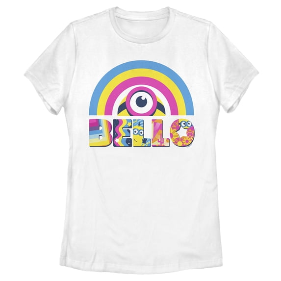 Women's Minions: The Rise of Gru Bello Rainbow Arch Graphic Tee White Small