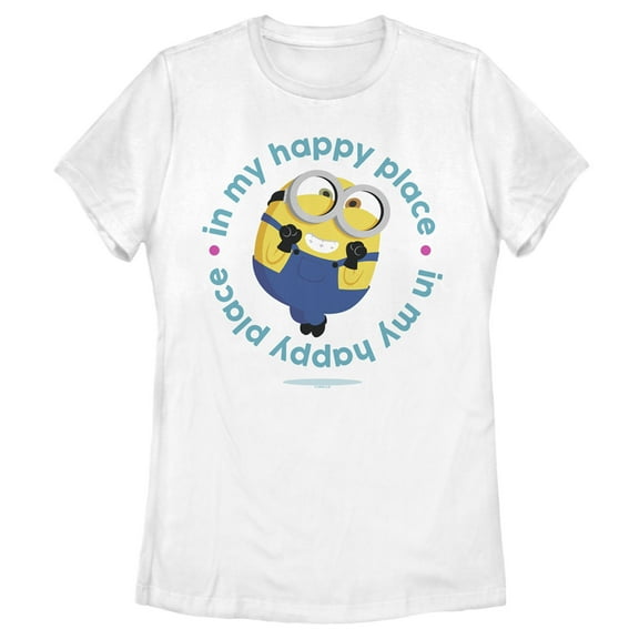 Women's Minions: The Rise of Gru Bob In My Happy Place  Graphic Tee White Small