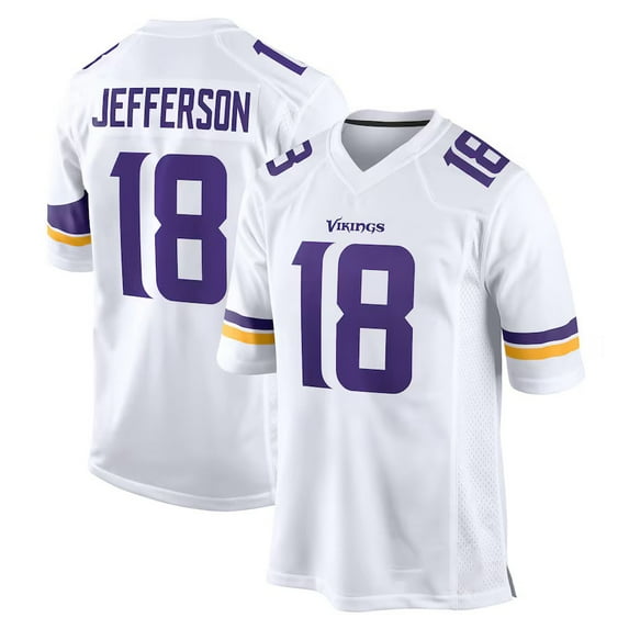 Women's Minnesota Jefferson 18 White Stitched T-Shirts Sports Player Game Top, Large