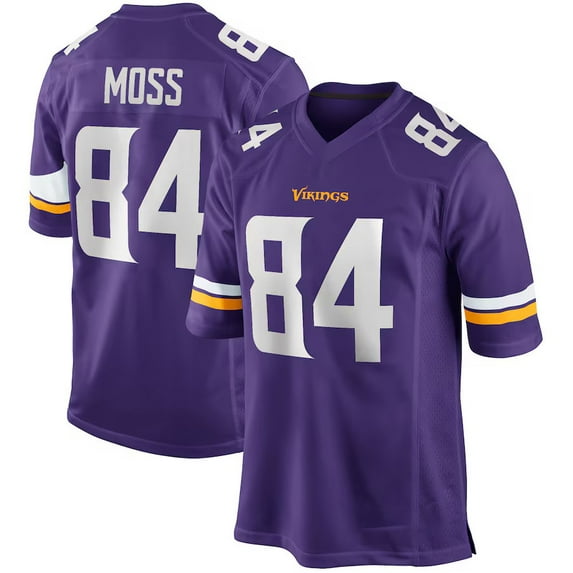 Women's Minnesota Moss 84 Purple Stitched T-Shirts Sports Player Game Top, Large