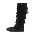 thumbnail image 1 of Minnetonka Women's 5-Layer Fringe Boot,Black,6 M US, 1 of 5