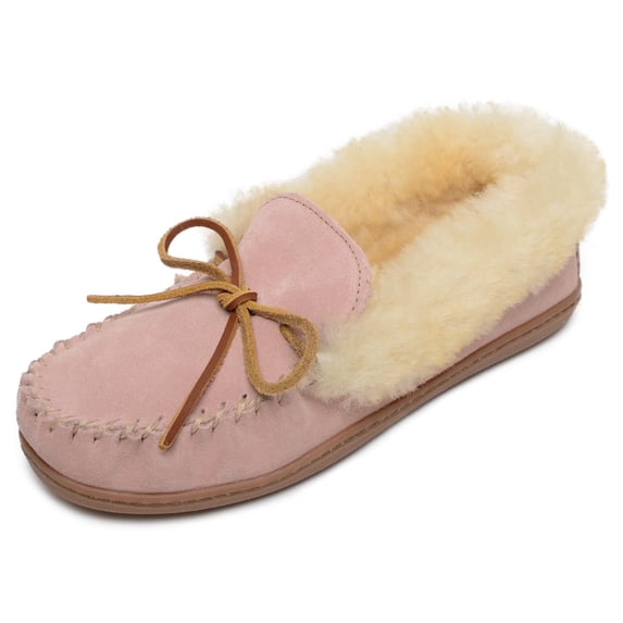 Minnetonka Womens Alpine Sheepskin Moccasin, Pink Blush, Size 10