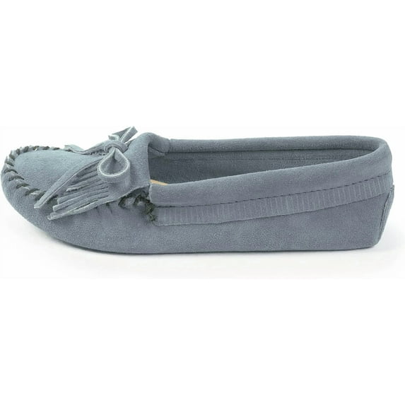 Minnetonka Women's Kilty Suede Soft Leather Sole Moccasin,Storm Blue,10 M US