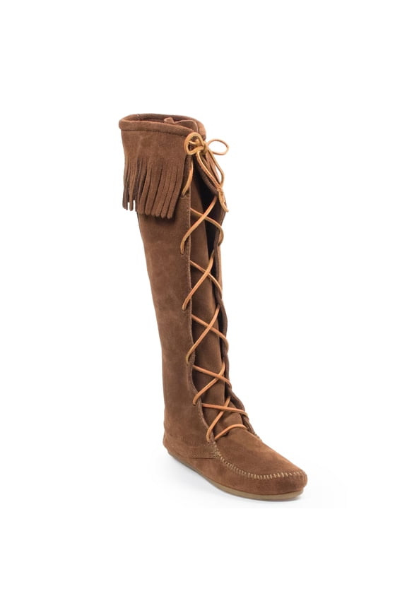 Women's Front Lace Knee High Boots ,Dusty Brown,7 M US