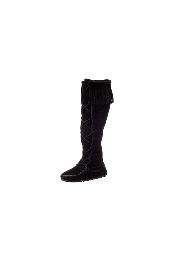Women's Front Lace Knee High Boots, 6 M Black
