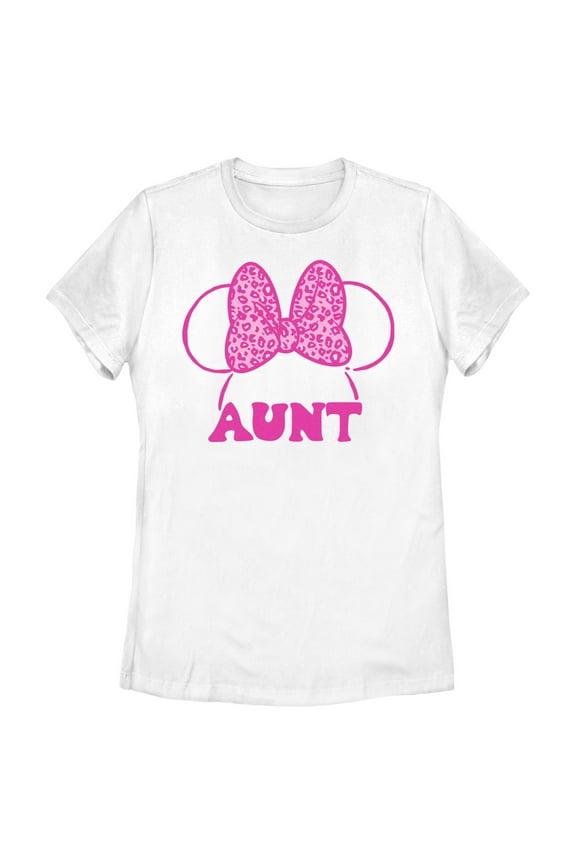 Women's Minnie Mouse Aunt Ears Leopard Graphic T-Shirt