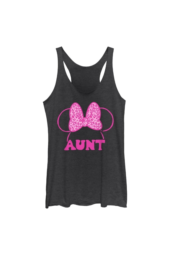 Women's Minnie Mouse Aunt Ears Leopard Racerback Tank Top