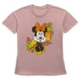 thumbnail image 1 of Women's Minnie Mouse Autumn Leaves Portrait Graphic Tee Desert Pink Small, 1 of 3