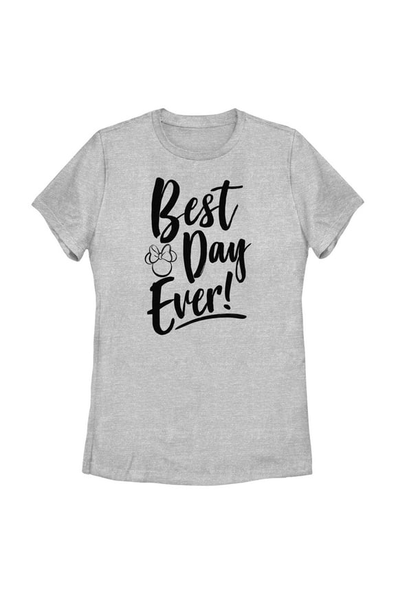 Women's Minnie Mouse Best Day Ever Logo Graphic Tee Athletic Heather Large