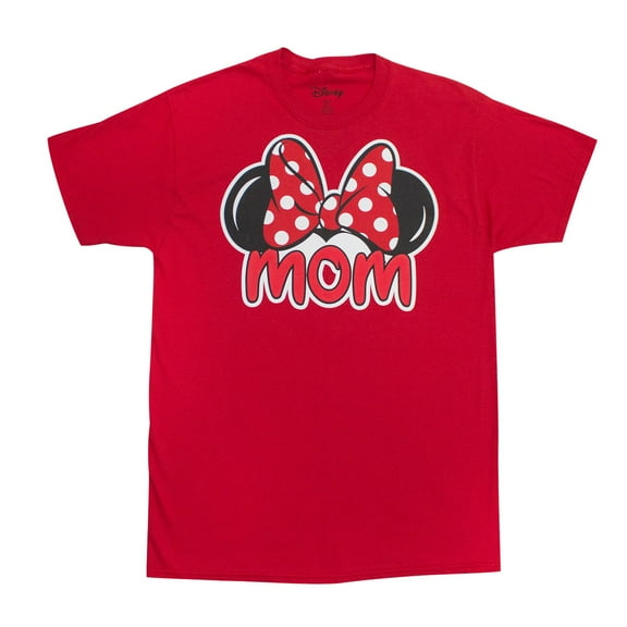 Women's Minnie Mouse Mom Fan T Shirt (Large (12-14), Red)