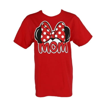 Women's Minnie Mouse Mom Fan T Shirt (Small (4-6), Red)
