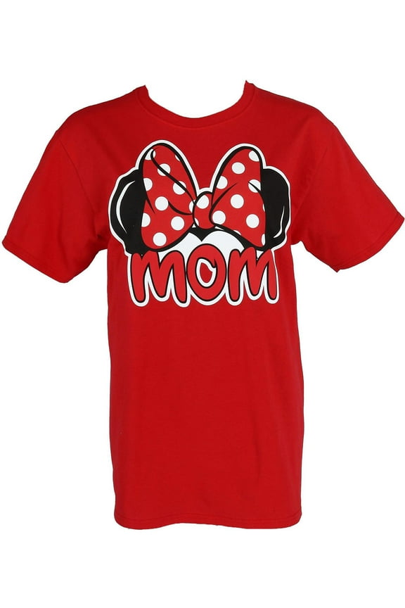 Women's Minnie Mouse Mom Fan T Shirt (Small (4-6), Red)
