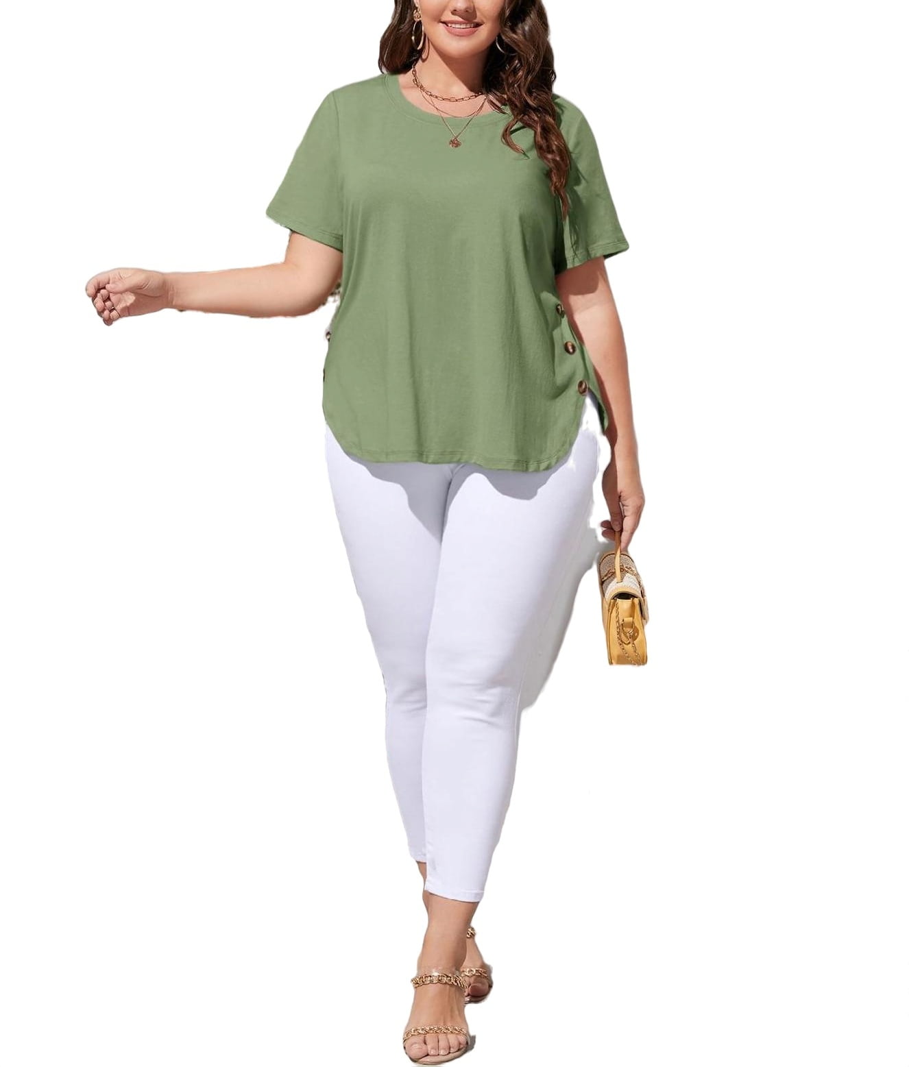 mint green plus size tops