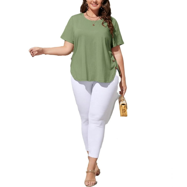 Mint green plus size cheap tops