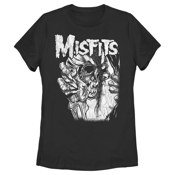Women's Misfits Distressed Eye Skull Graphic Tee Black Medium