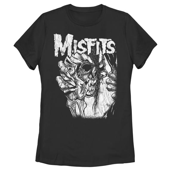 Women's Misfits Distressed Eye Skull Graphic Tee Black Small