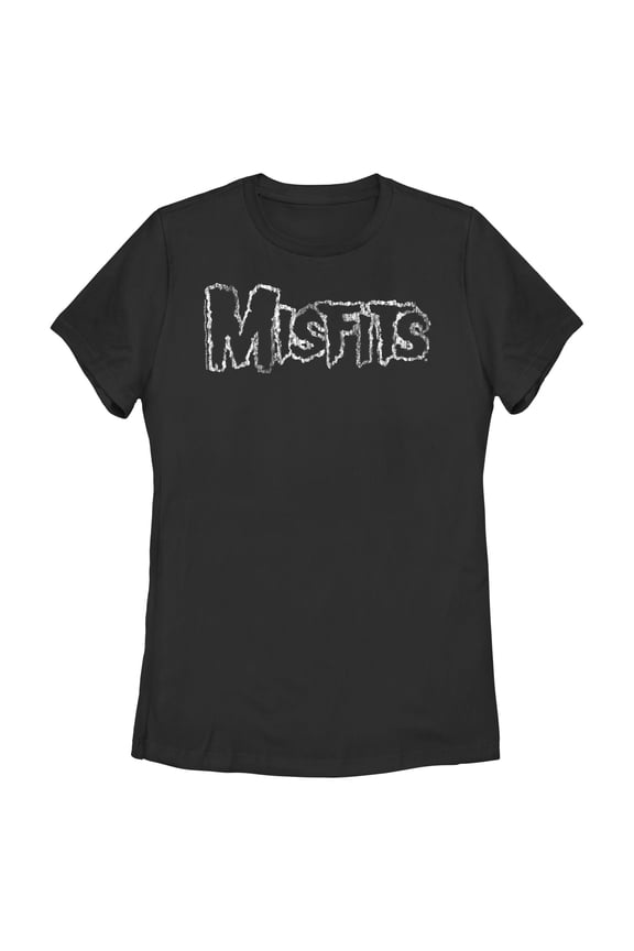 Women's Misfits Distressed Logo Graphic Tee Black Medium