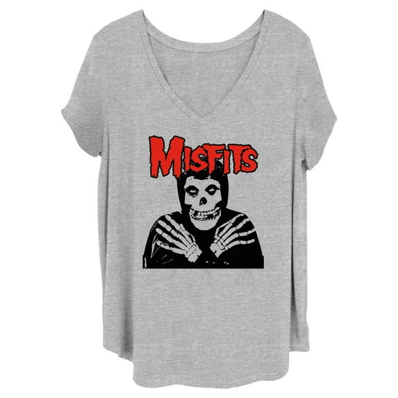 Women's Misfits Fiend Skull Red Logo Graphic T-Shirt