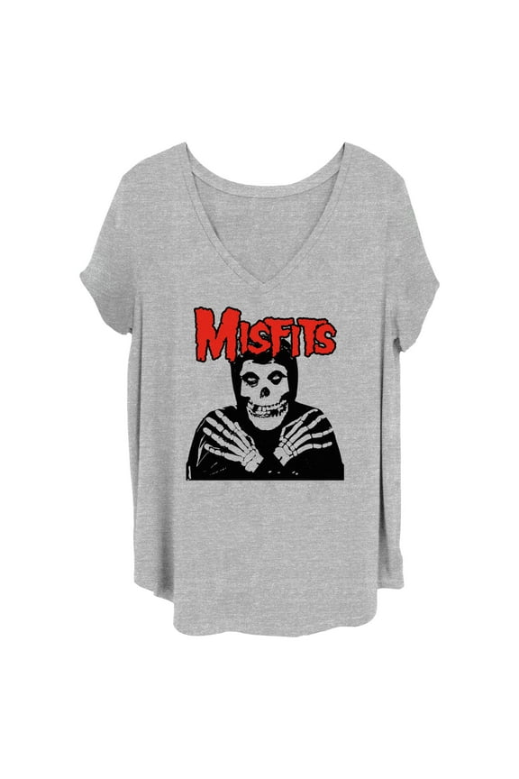Women's Misfits Fiend Skull Red Logo Graphic T-Shirt