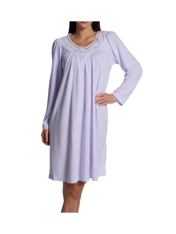 Women's Miss Elaine 217803 Honeycomb Lavender Long Sleeve Short Gown (Lavender XL)