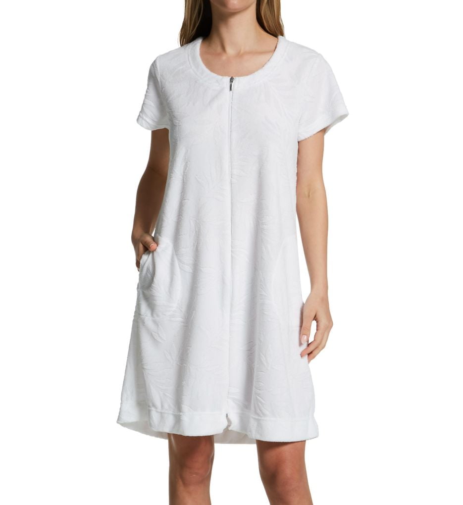 Women's Miss Elaine 834003 Micro Terry Short Sleeve Zip Front Short