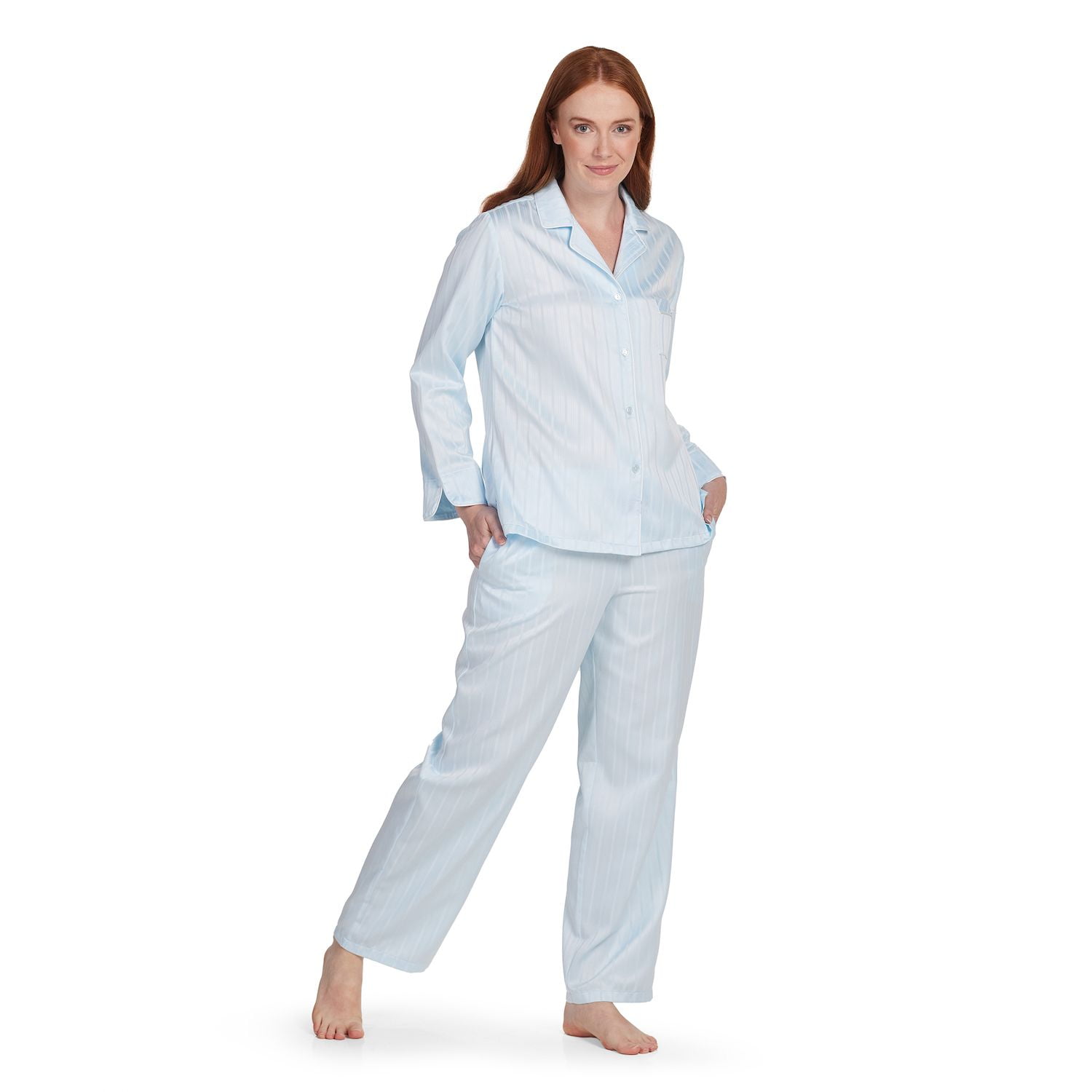Brushed back satin pajamas plus size sale