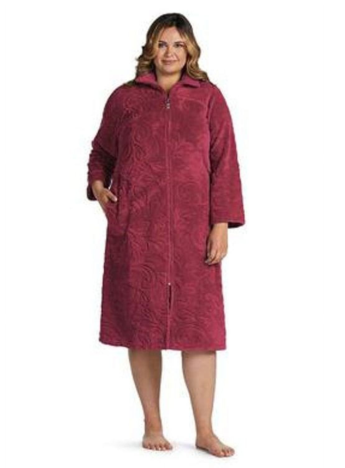 Women's Miss Elaine Essentials Sculptured Fleece Zipper Robe Plus Size