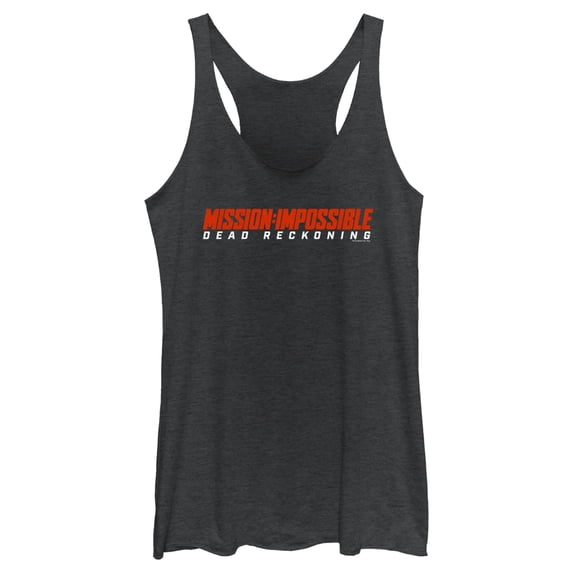 Women's Mission: Impossible Dead Reckoning Movie Logo Red Racerback Tank Top Black Heather 2X Large
