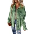thumbnail image 1 of Women's Mist Green Corduroy Patched Pocket Button Up Shacket | [ZhiHiMeRi] | (US 12-14)L, 1 of 8