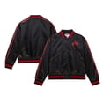 thumbnail image 1 of Women's Mitchell & Ness Black Buffalo Bills Raglan Satin Full-Snap Jacket, 1 of 4