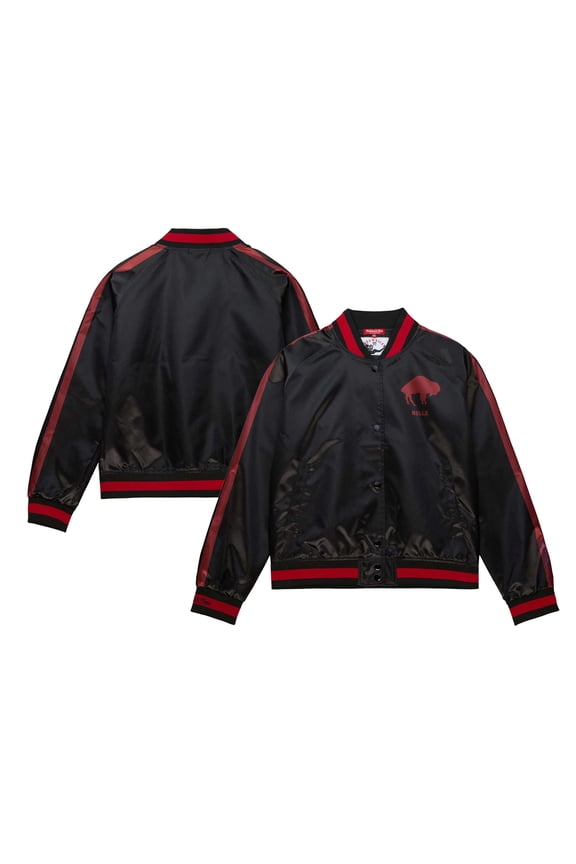 Women's Mitchell & Ness Black Buffalo Bills Raglan Satin Full-Snap Jacket