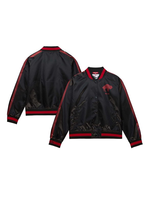 Women's Mitchell & Ness Black Buffalo Bills Raglan Satin Full-Snap Jacket