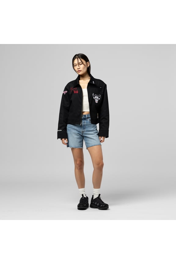 Women's Mitchell & Ness  Black Chicago Bulls Full-Zip Mechanic Jacket