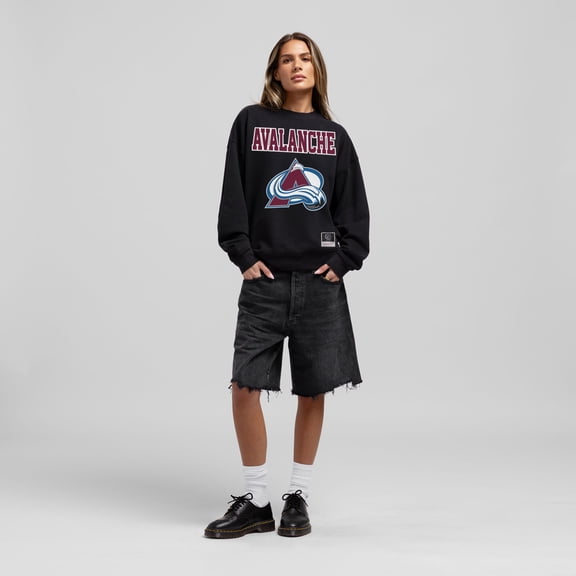 Women's Mitchell & Ness Black Colorado Avalanche Core Oversized Sweatshirt