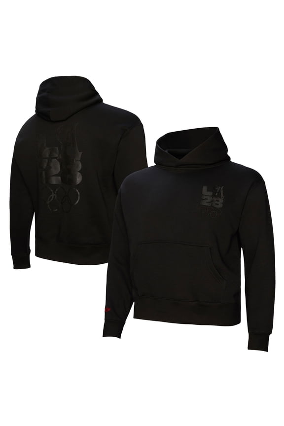 Women's Mitchell & Ness Black LA28 French Terry Pullover Hoodie