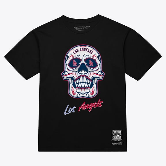 Women's Mitchell & Ness  Black Los Angeles Angels Sugar Skull Boxy T-Shirt