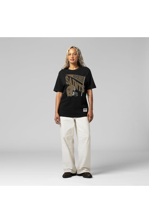 Women's Mitchell & Ness Black New Orleans Saints Team Dynamic Boyfriend T-Shirt