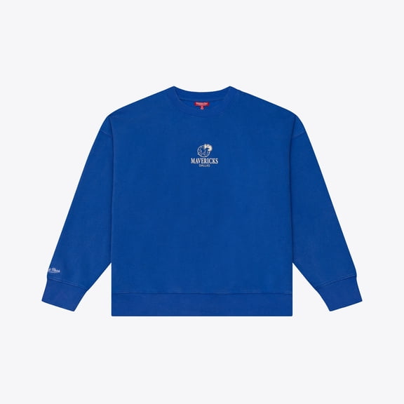 Women's Mitchell & Ness Blue Dallas Mavericks Core Essentials Micro Logo Fleece Sweatshirt