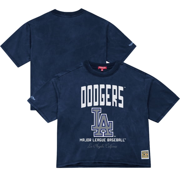 Women's Mitchell & Ness  Blue Los Angeles Dodgers Cooperstown Cropped Boxy T-Shirt