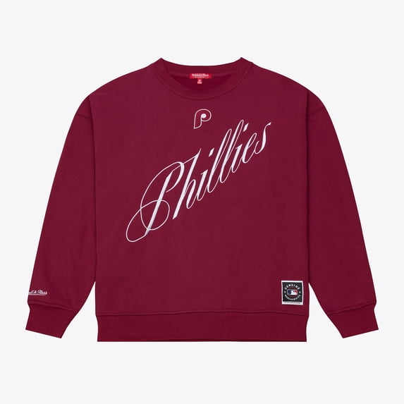Women's Mitchell & Ness Burgundy Philadelphia Phillies Script Sweatshirt