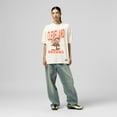 thumbnail image 1 of Women's Mitchell & Ness  Cream Cleveland Browns Logo Rise Boyfriend T-Shirt, 1 of 2