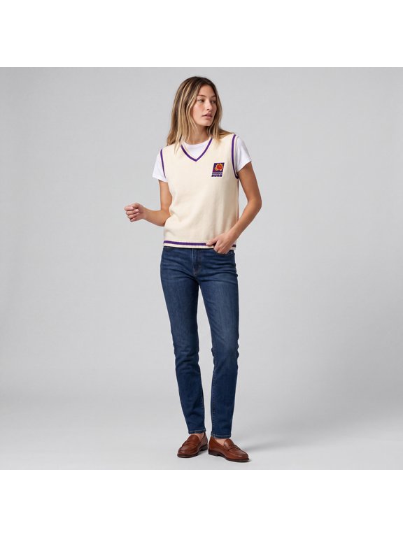 Women's Mitchell & Ness Cream Phoenix Suns Retro Roots V-Neck Sweater Vest