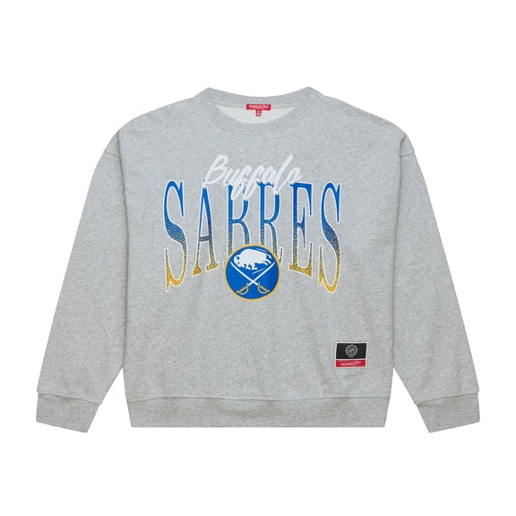 Women's Mitchell & Ness  Heather Gray Buffalo Sabres Hockey Night Sweatshirt