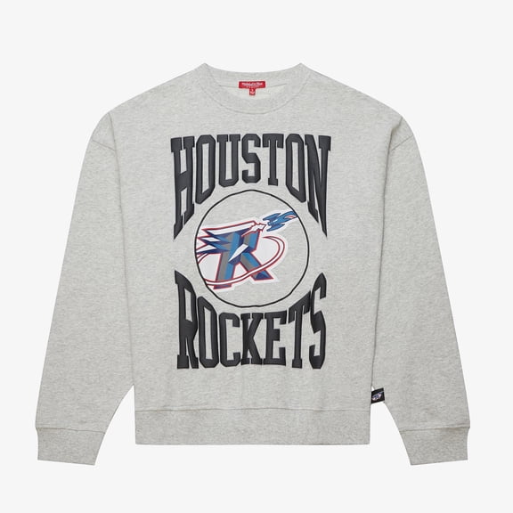 Women's Mitchell & Ness Heather Gray Houston Rockets 3.0 Logo Lightweight Sweatshirt