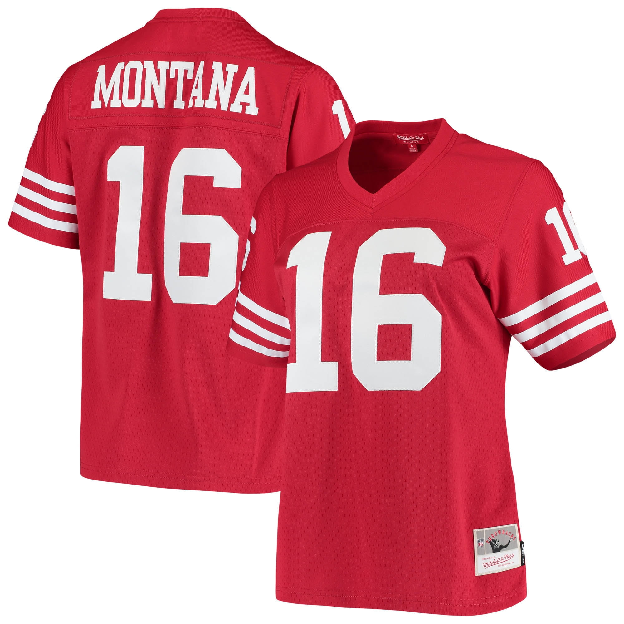 Women s Mitchell Ness Joe Montana Scarlet San Francisco 49ers
