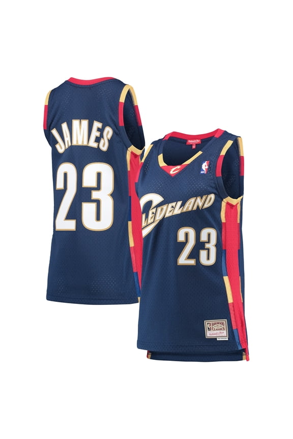 Women's Mitchell & Ness LeBron James Navy Cleveland Cavaliers Hardwood Classics Swingman Jersey