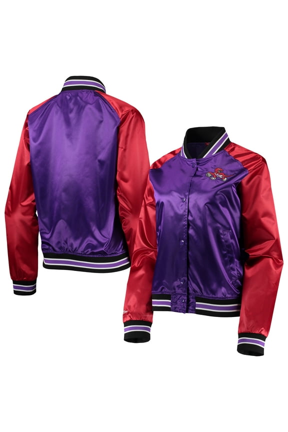 Women's Mitchell & Ness Purple Toronto Raptors Hardwood Classics Raglan Satin Full-Snap Jacket