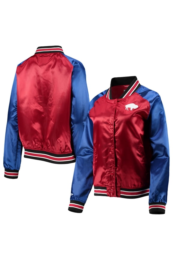 Women's Mitchell & Ness Red Buffalo Bills Team 2.0 Satin Raglan Full-Snap Jacket